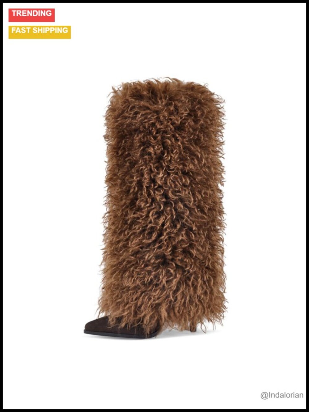 Knee High Faux Fur Boots Pointed Toe Stiletto Heel Faux Suede Winter Party